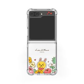 [S2B] LITTLE KAKAO FRIENDS Clear TPU+PC Bumper Case for Galaxy Z Flip6 – Dual Protection, Shock-Absorbing Corners, Side Loop Strap Hole, Precise Fit - Made in Korea